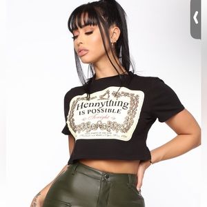 Fashion Nova Hennything Is Possible Crop Top- Black